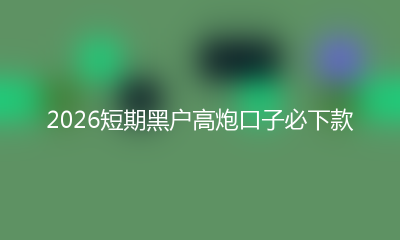 2026短期黑户高炮口子秒下款最新